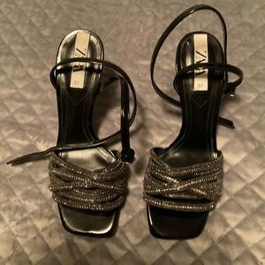 Zara Black Glitter sandals Size 37 (6/6.5)